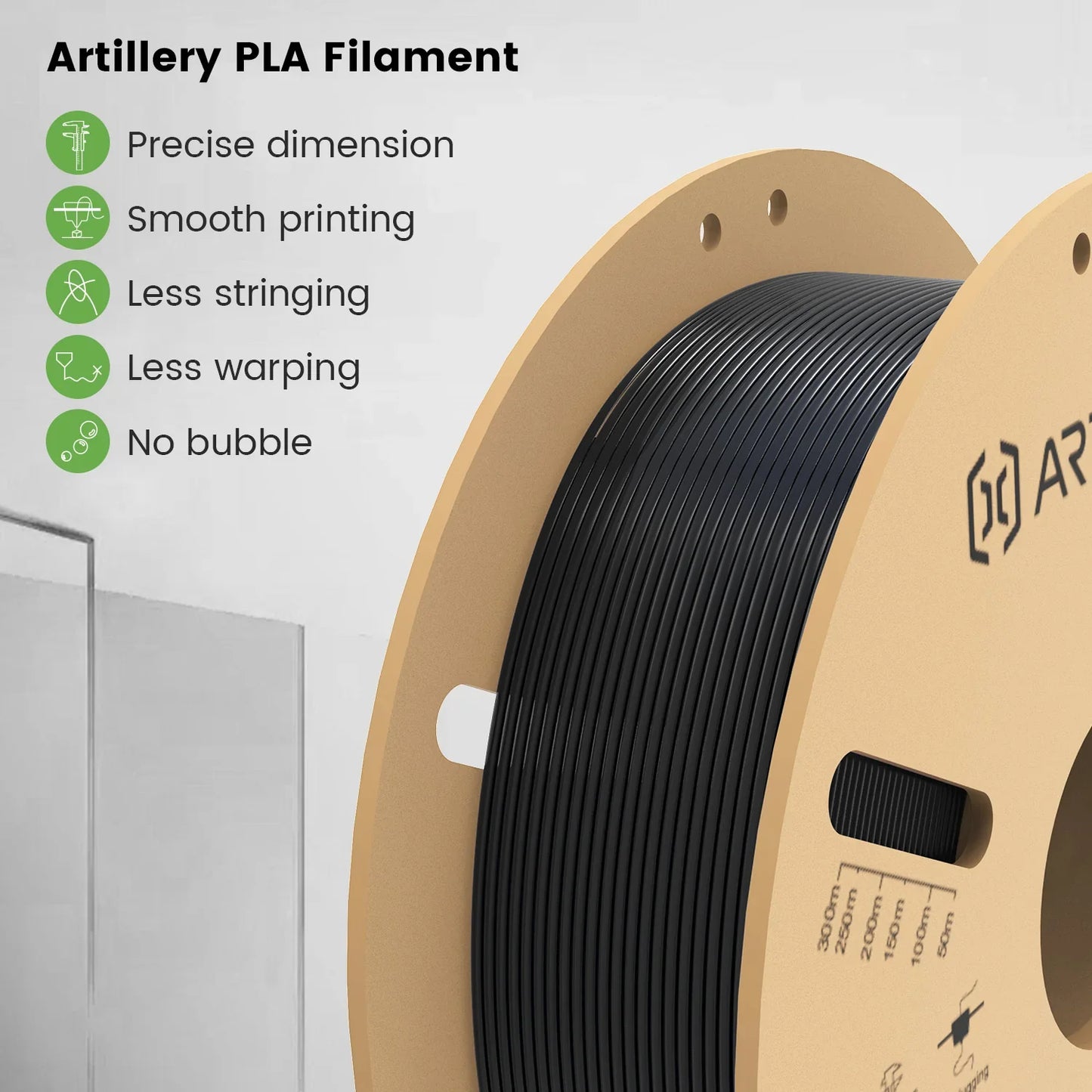 Artillery PLA Black with Spool - 1.75mm 1kg