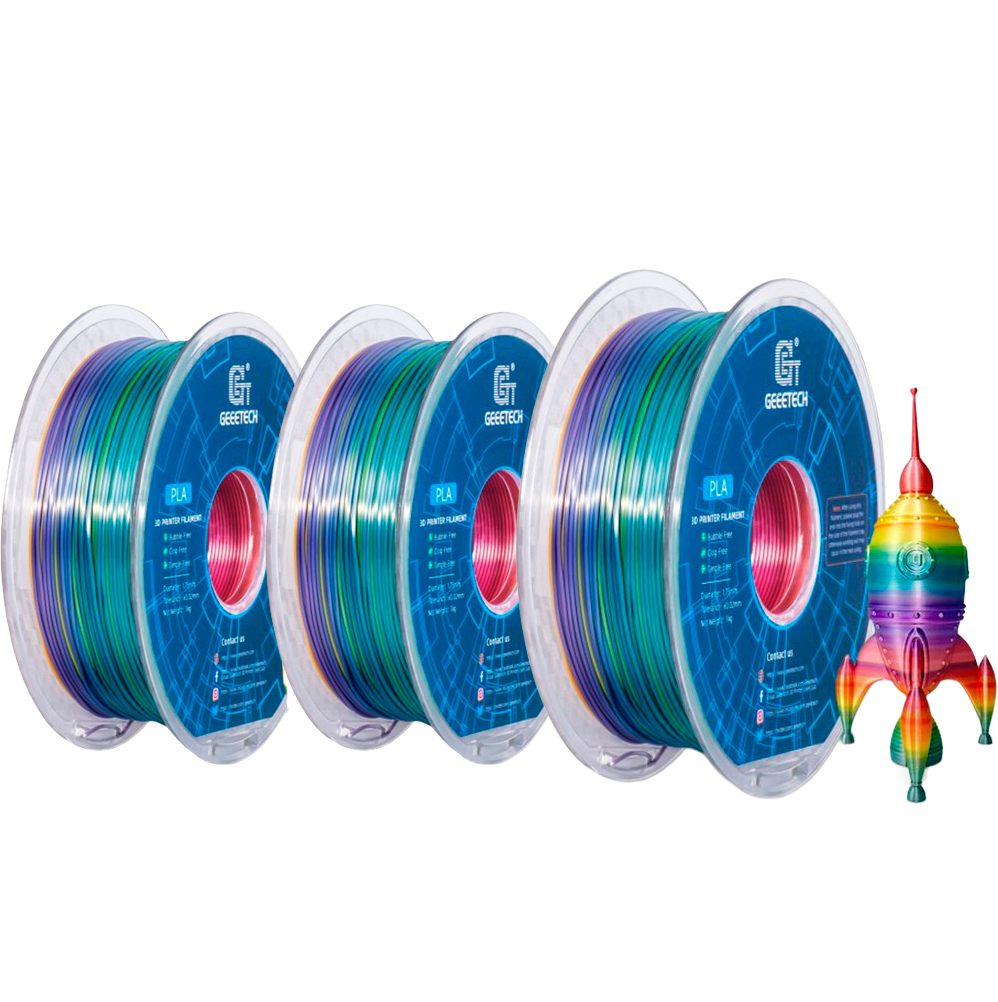 Geeetech PLA Silk+ Rainbow With Spool 1kg x3
